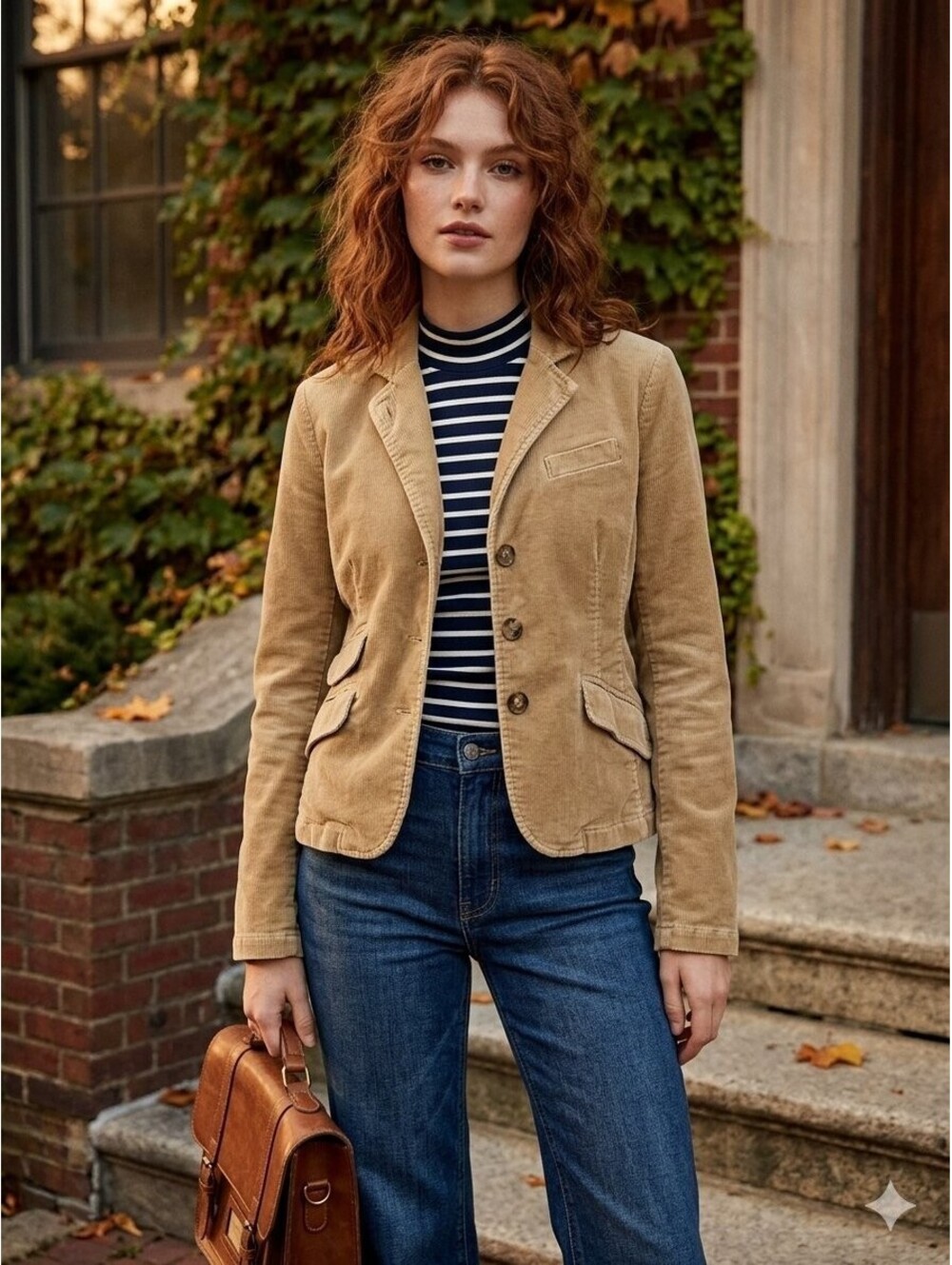 American Eagle Khaki Tan Corduroy Blazer Jacket Shacket Y2K Preppy Whimsigoth S